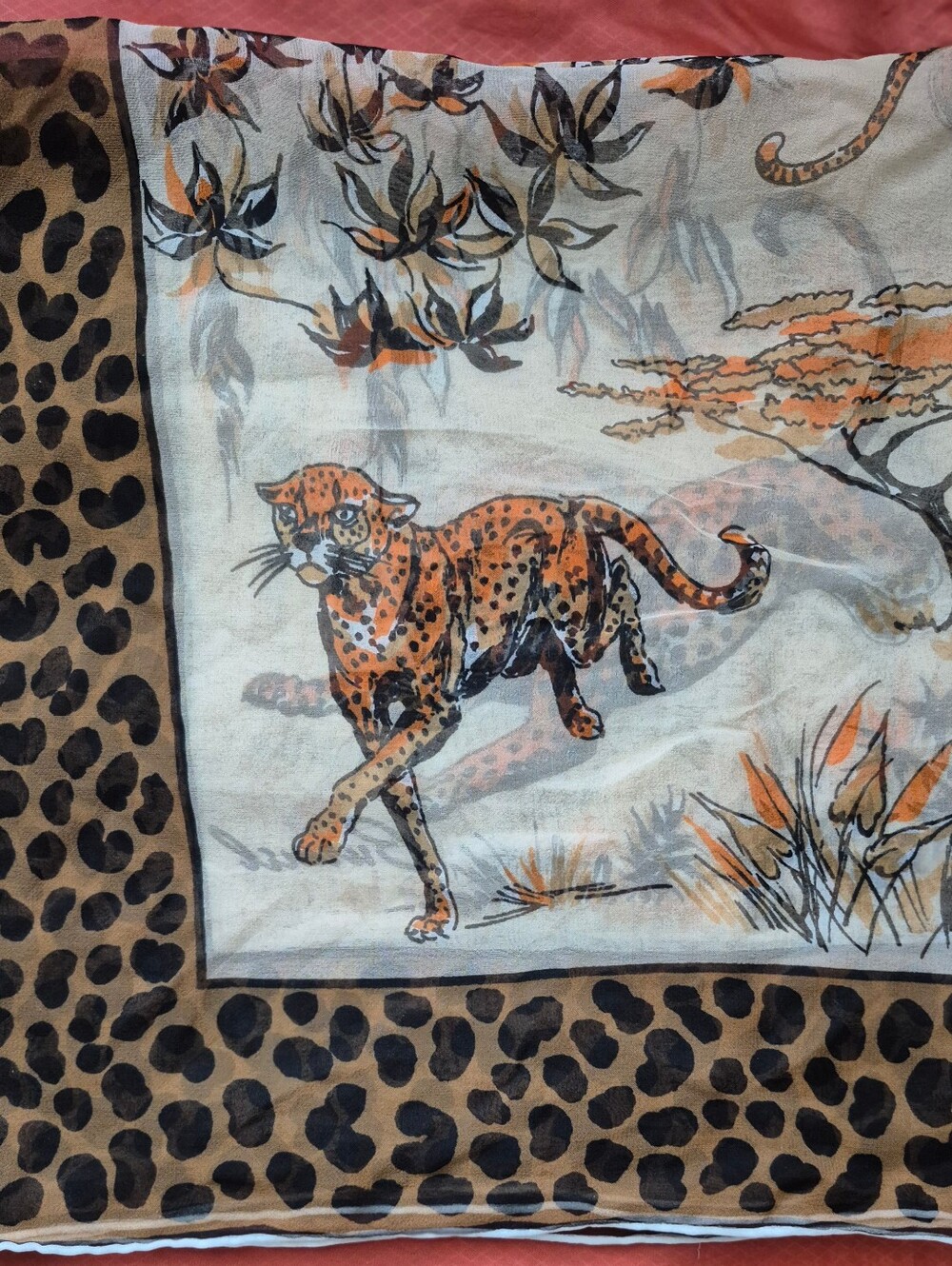 1960s-1970s.Vintage Boho Y2K Burmel Square Sheer Silk-Rayon Blend Scarf 23"×23" - Picture 5 of 9